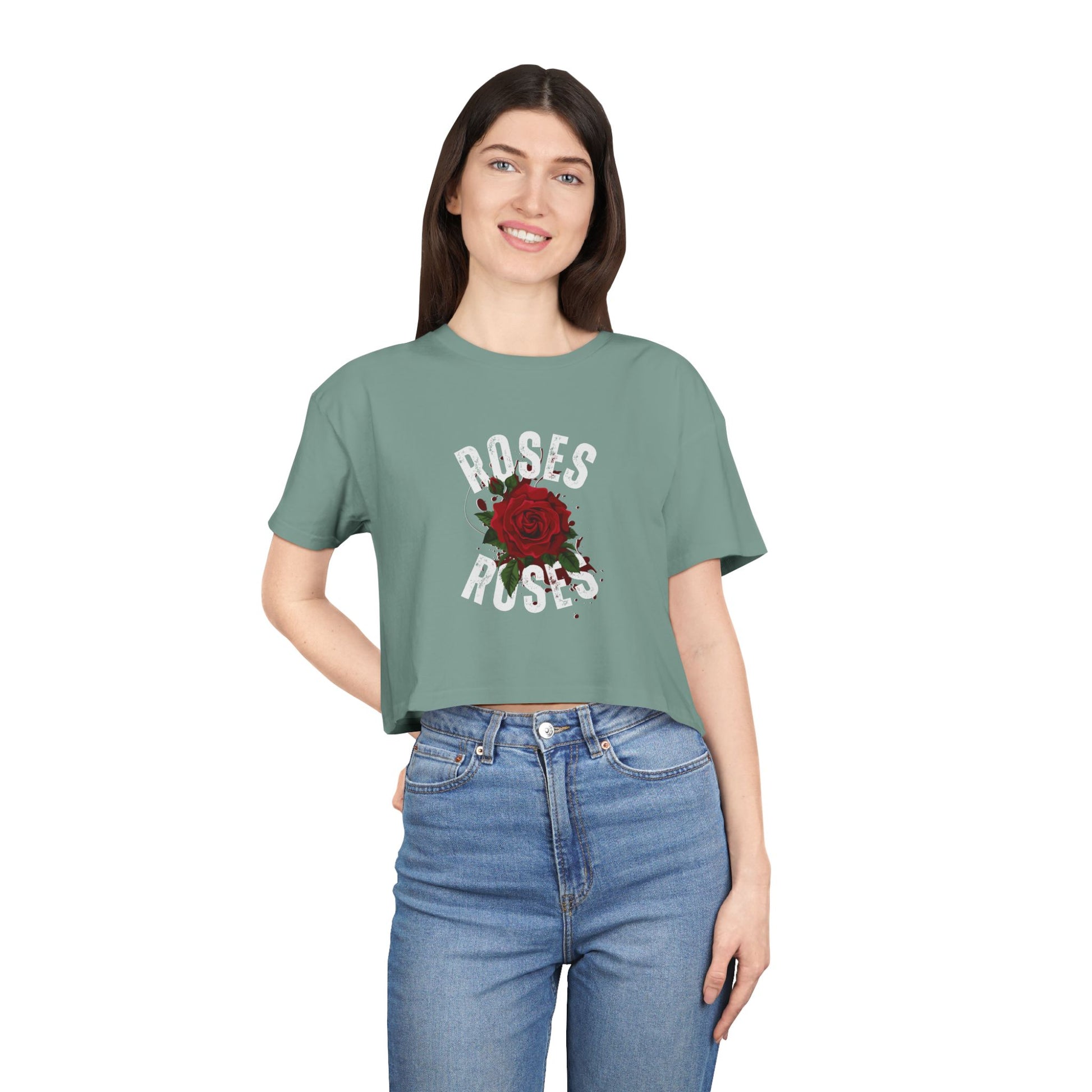Women's Vintage Rose Crop Tee