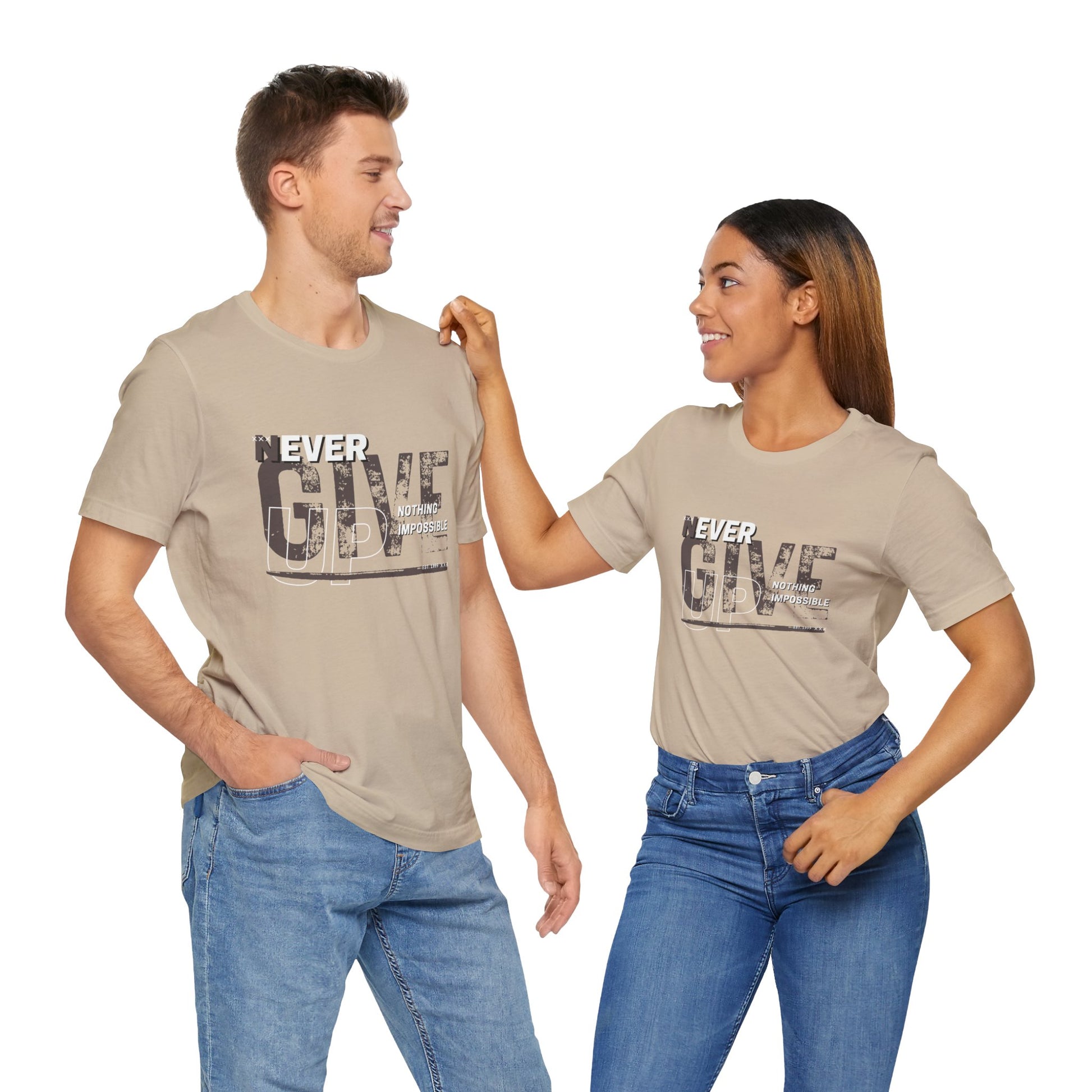 Never Give Up Unisex Jersey Short Sleeve Tee