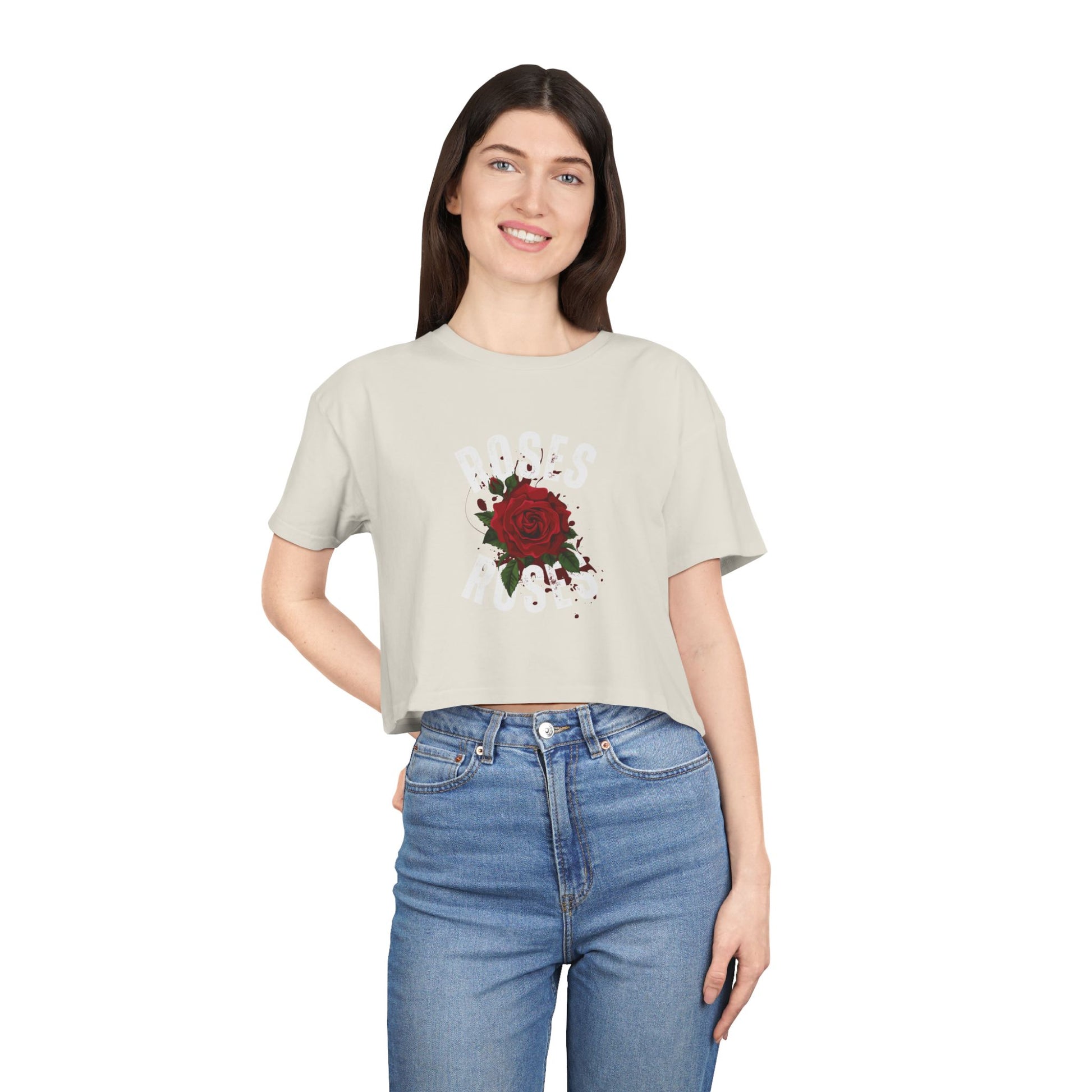 Women's Vintage Rose Crop Tee