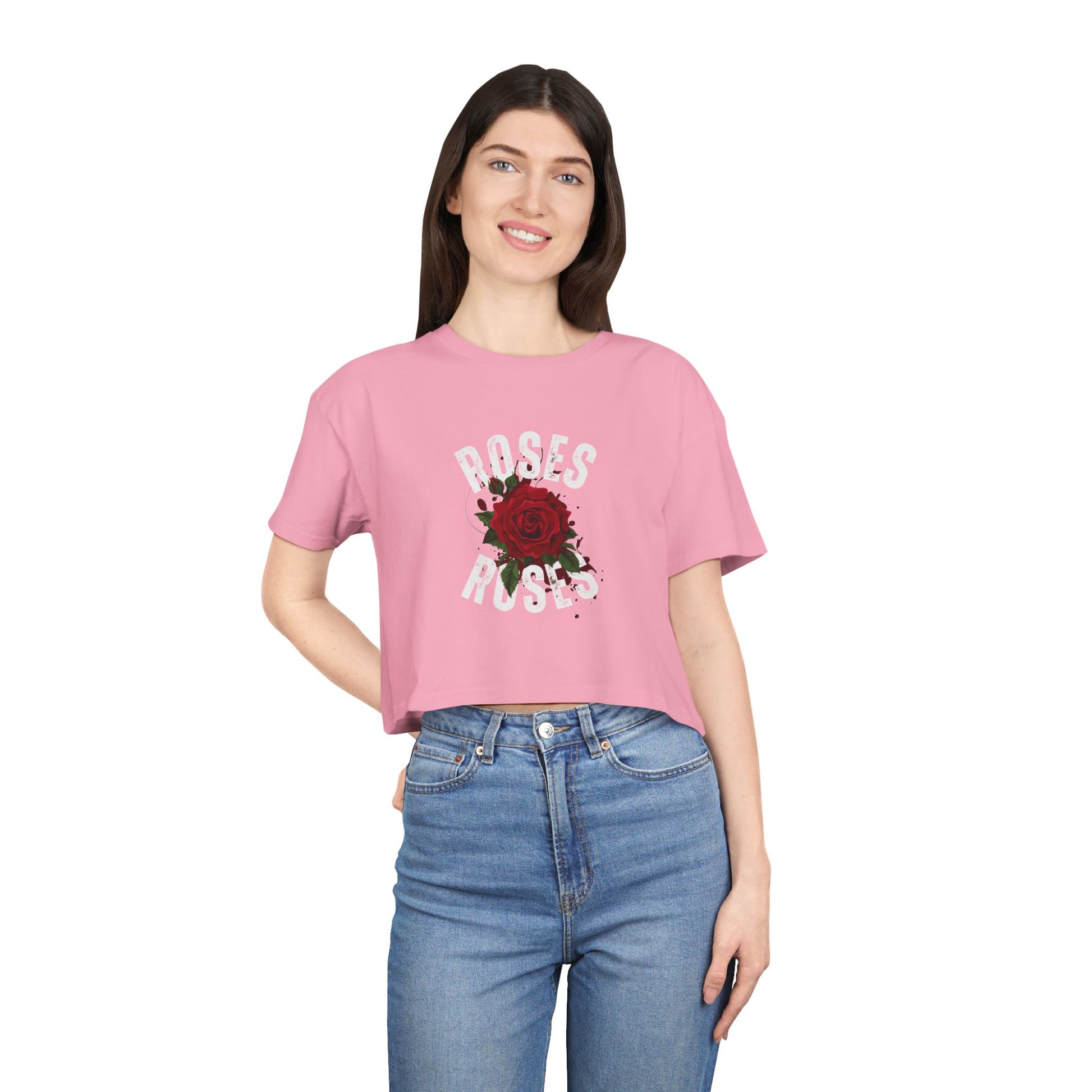 Women's Vintage Rose Crop Tee