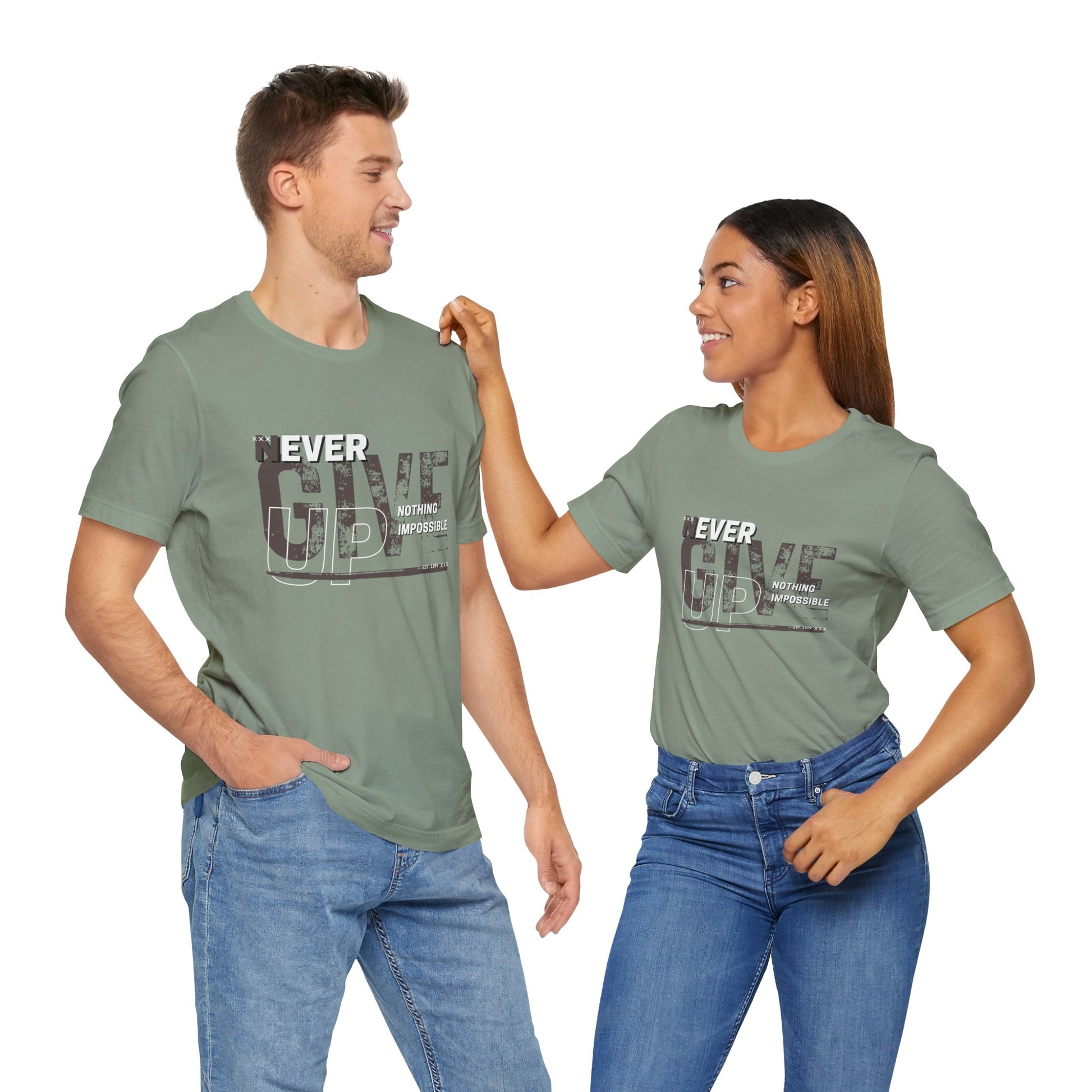 Never Give Up Unisex Jersey Short Sleeve Tee