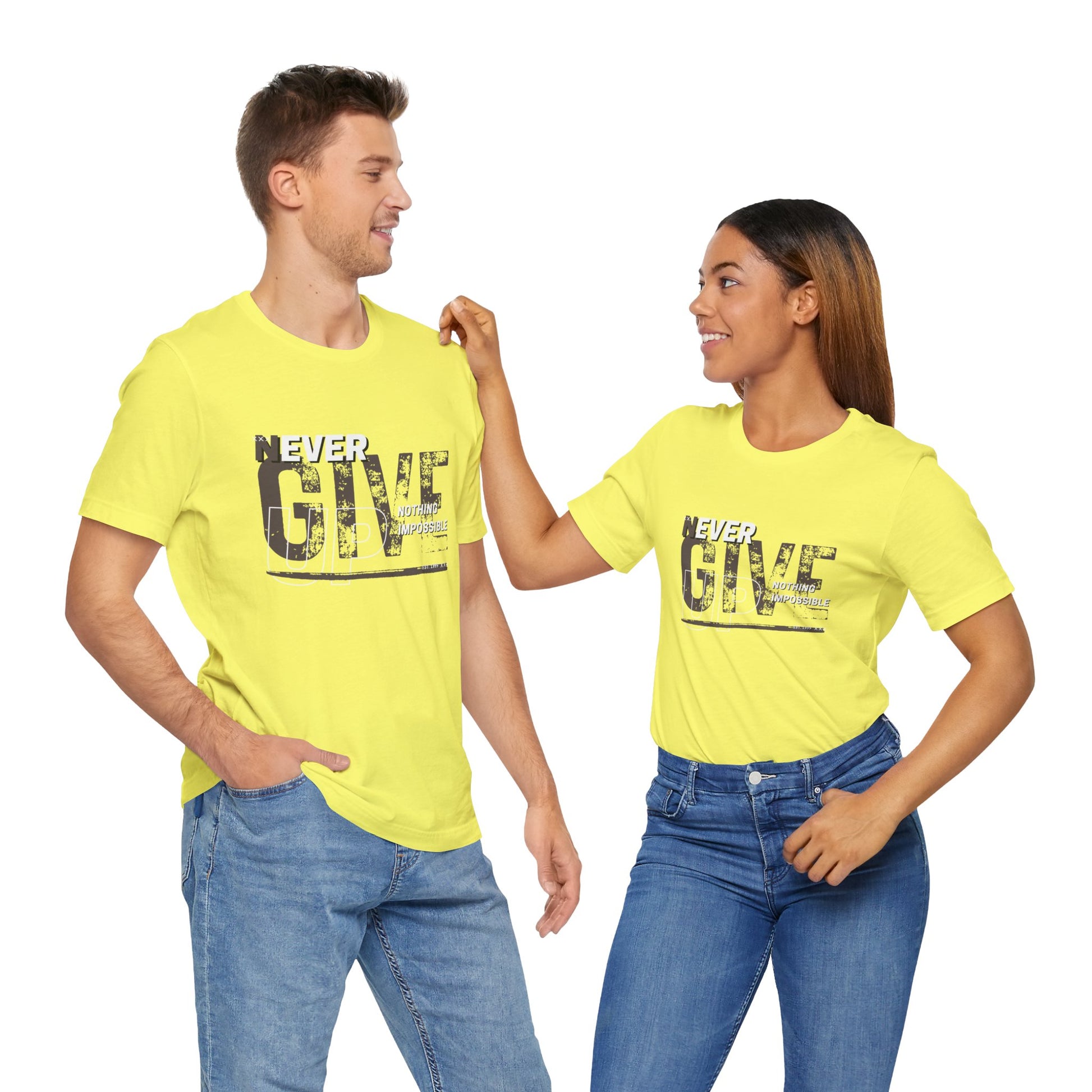 Never Give Up Unisex Jersey Short Sleeve Tee