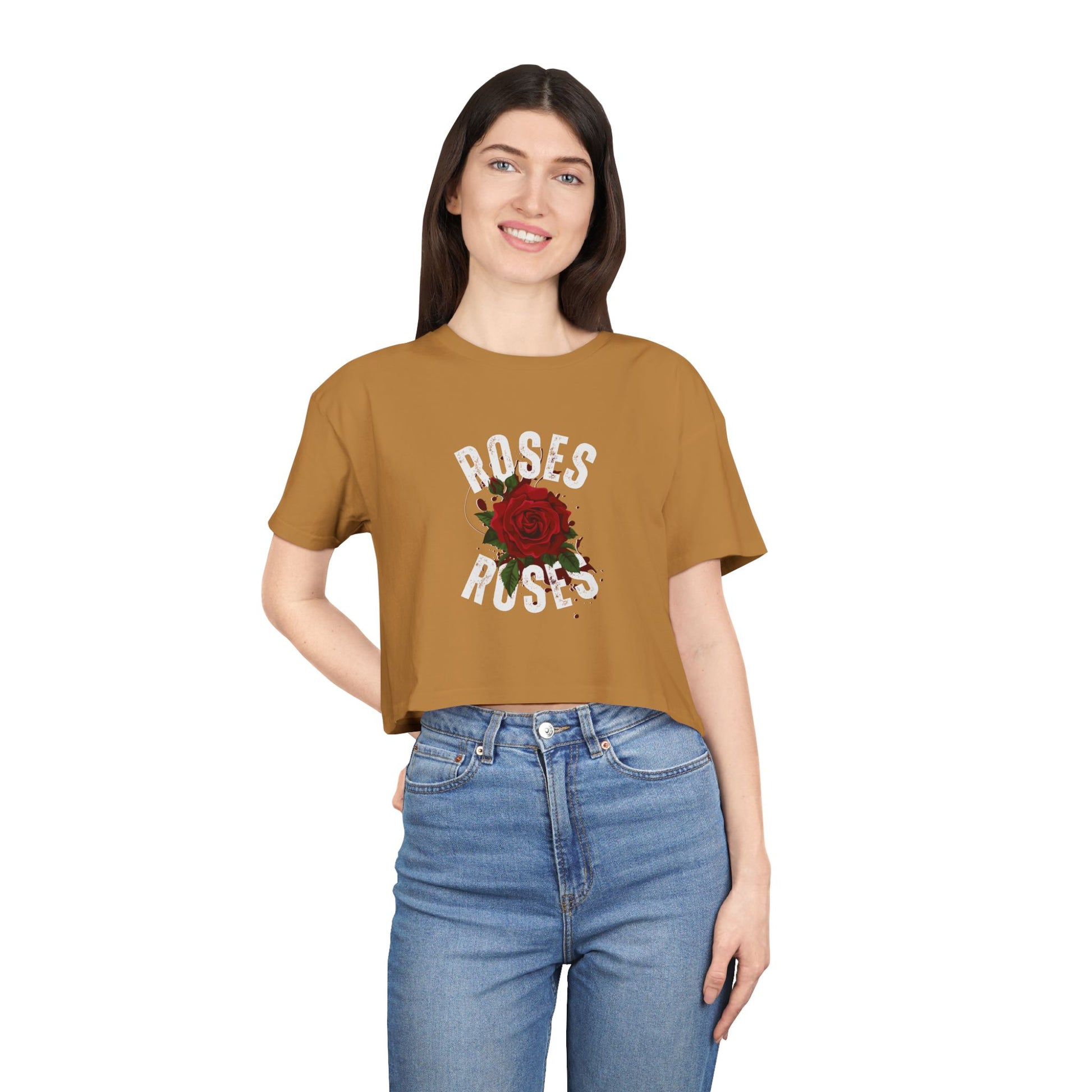 Women's Vintage Rose Crop Tee